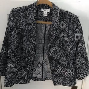 Denim blue and white woven pattern jacket